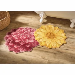 Sculpted Floral Cotton Bath Mat - 24" x 24"