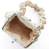 Seashell-Shaped Faux-Pearl & Rhinestone Evening Bag with Beaded Fringe for Women