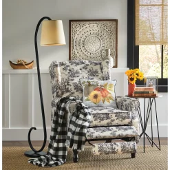 Serendipity Curved Metal Floor Lamp with Fabric Shade