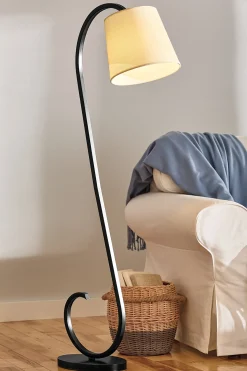 Serendipity Curved Metal Floor Lamp with Fabric Shade