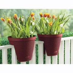 Set of 2 Basketweave Rail Planters