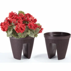 Set of 2 Basketweave Rail Planters