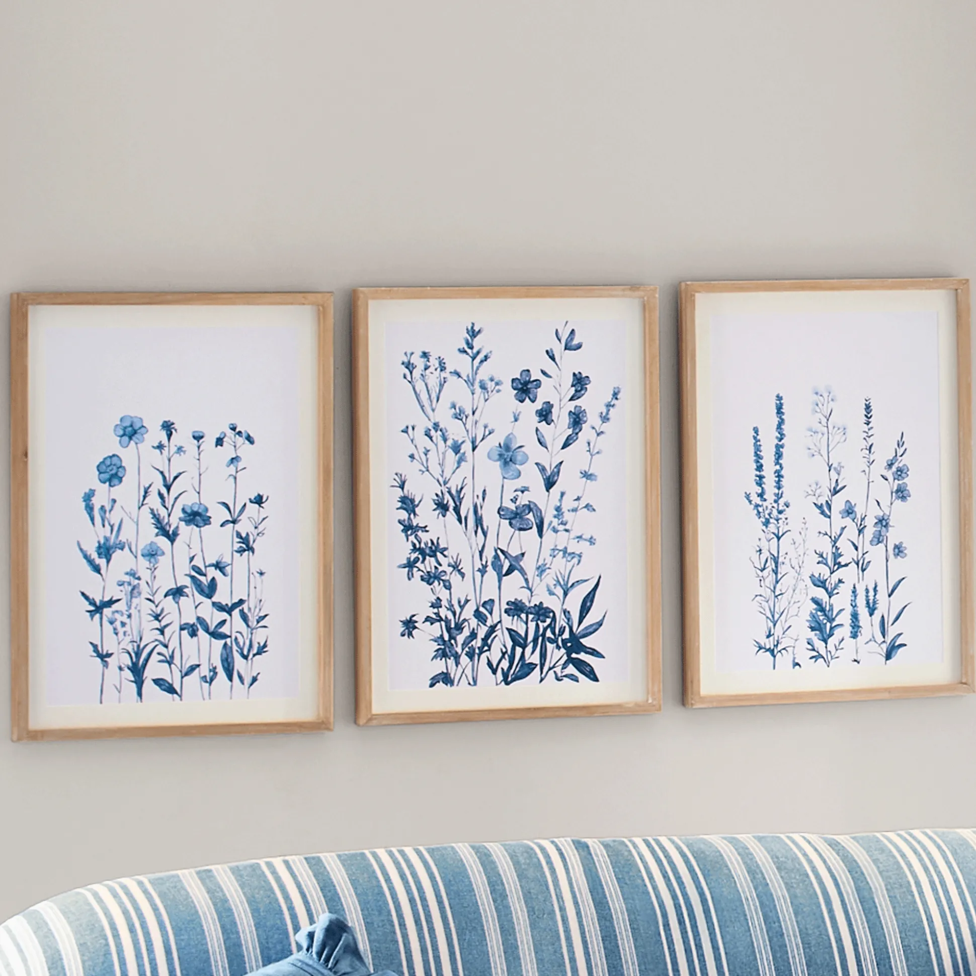 Set of 3 Blue Floral Prints