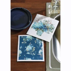 Set of 2 Blue Floral Swedish Dishcloths