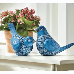 Set of 2 Blue Resin Birds