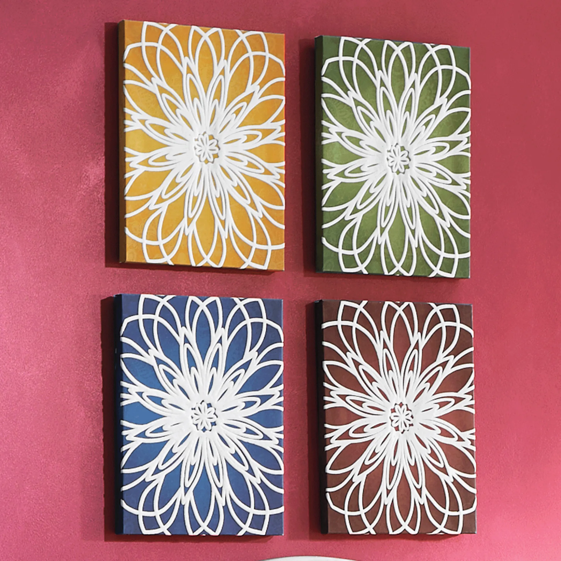 Set of 4 Bold Dahlia Wall Art