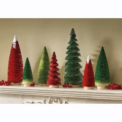 Set of 7 Bottlebrush Sisal Christmas Trees