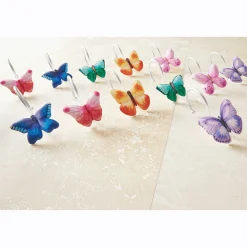 Set of 12 Bright Butterfly Shower Curtain Hooks