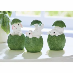 Set of 3 Bunnies in Mossy Eggs