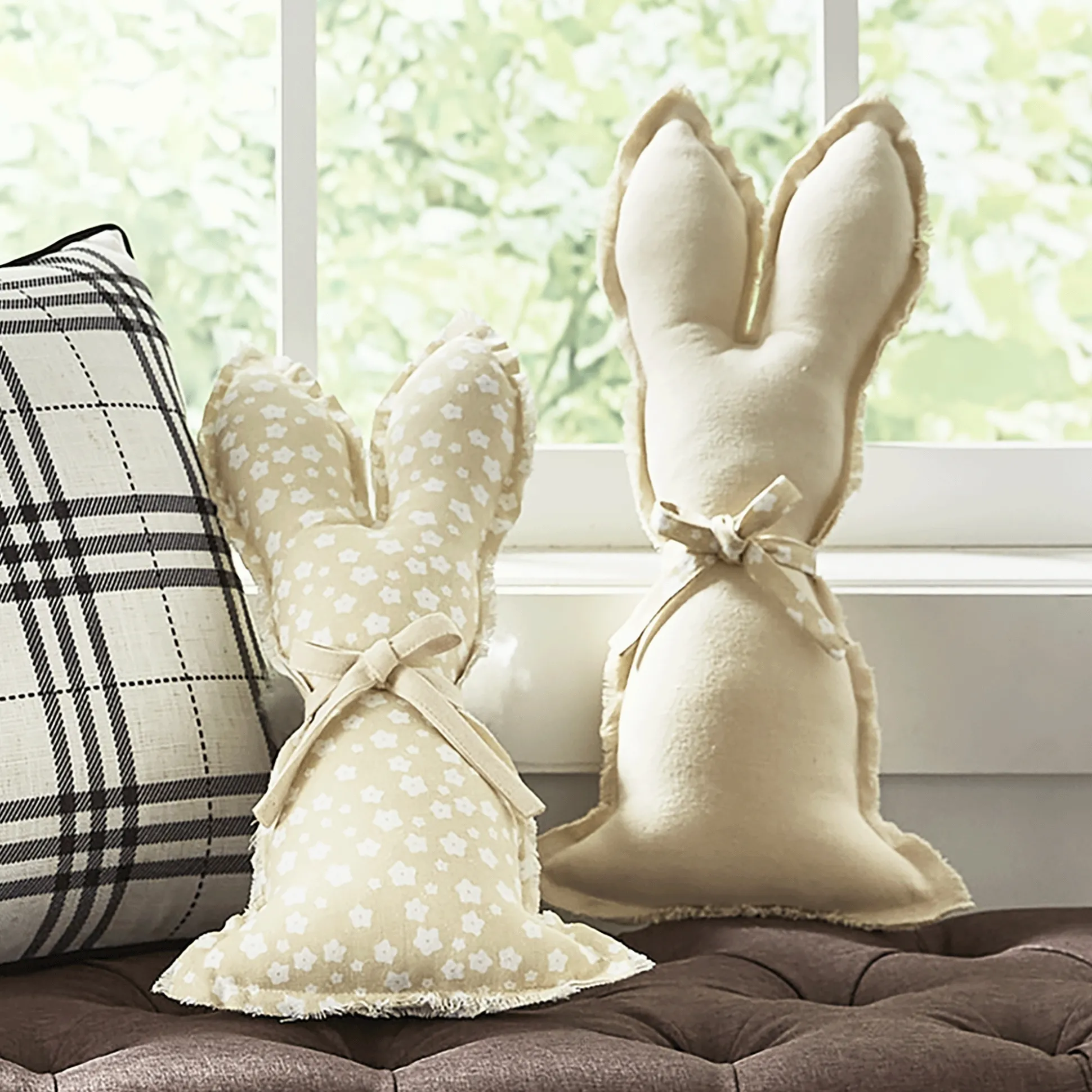 Set of 2 Bunny Silhouette Pillows