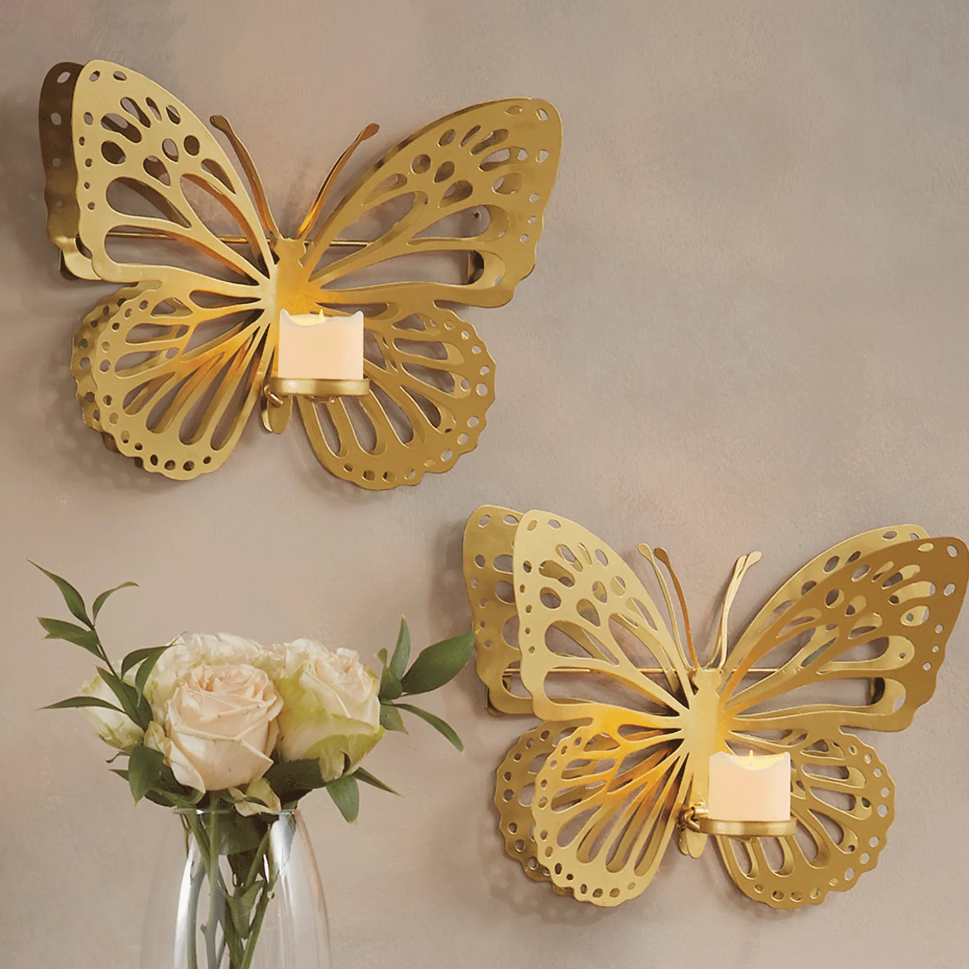 Set of 2 Butterfly Candle Sconces