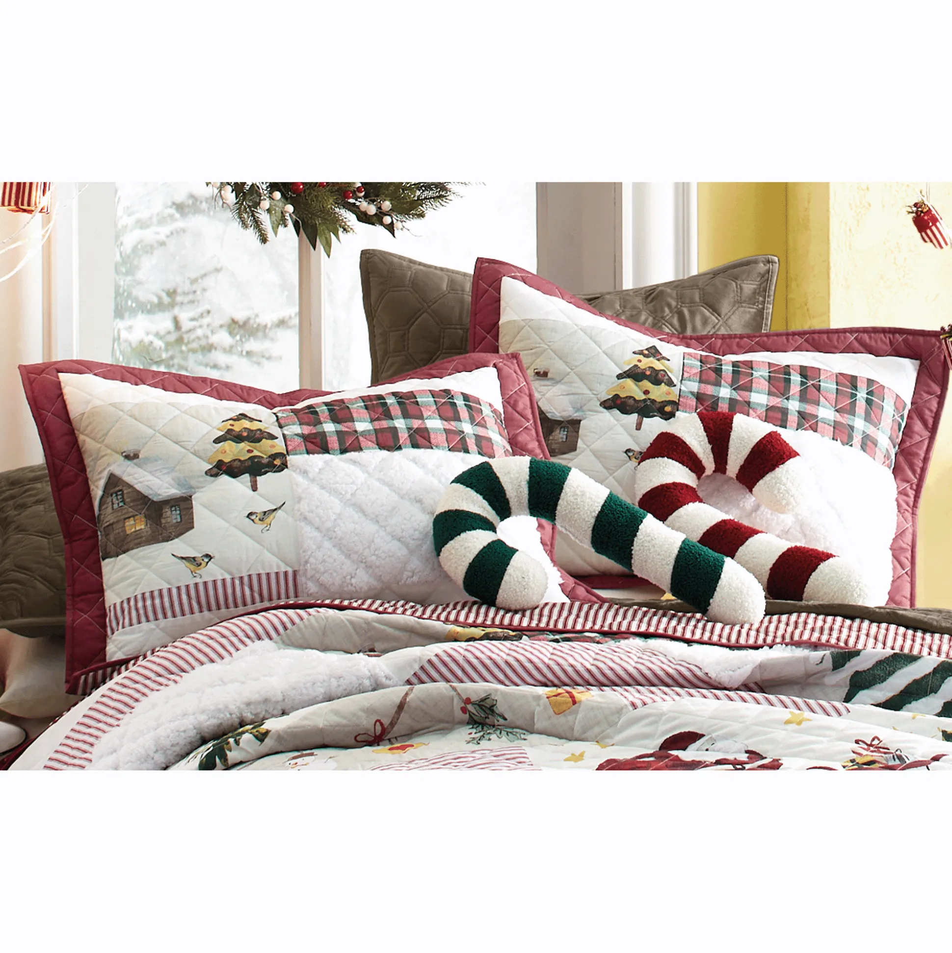 Set of 2 Candy Cane Accent Pillows