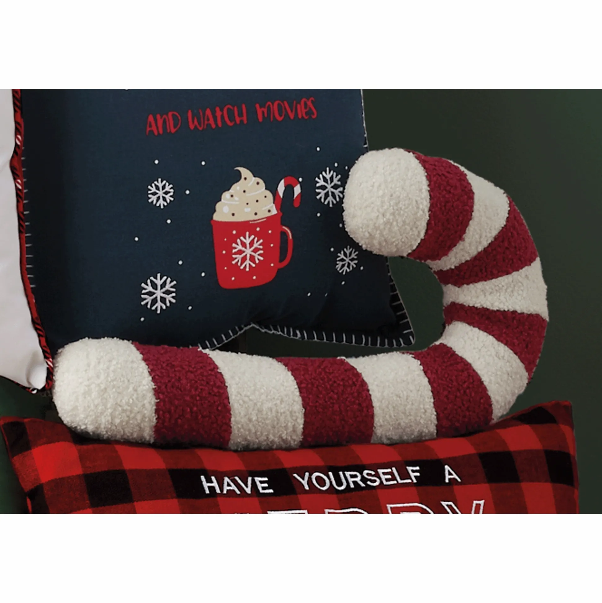 Set of 2 Candy Cane Accent Pillows