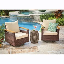 Set of 2 Caro Wicker Swivel Chairs