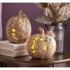 Set of 2 Carved-Look Pumpkins