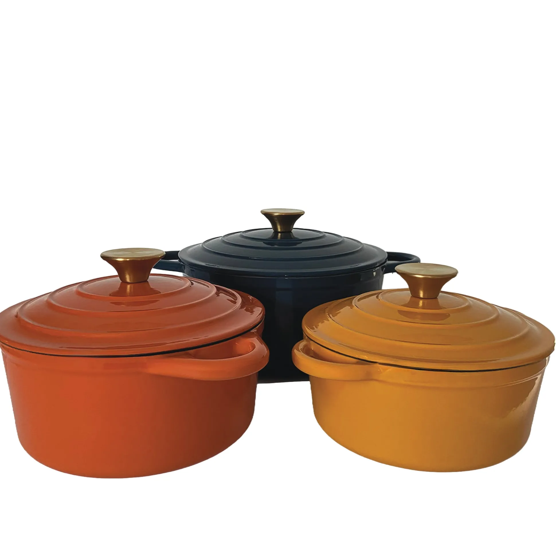 Set of 3 Cast Iron Dutch Ovens with Lids