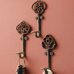 Set of 3 Cast Iron Key Wall Hooks
