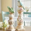 Set of 2 Decorative Pedestal Bird Figurines