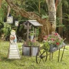 Set of 2 Distressed Wooden Lanterns