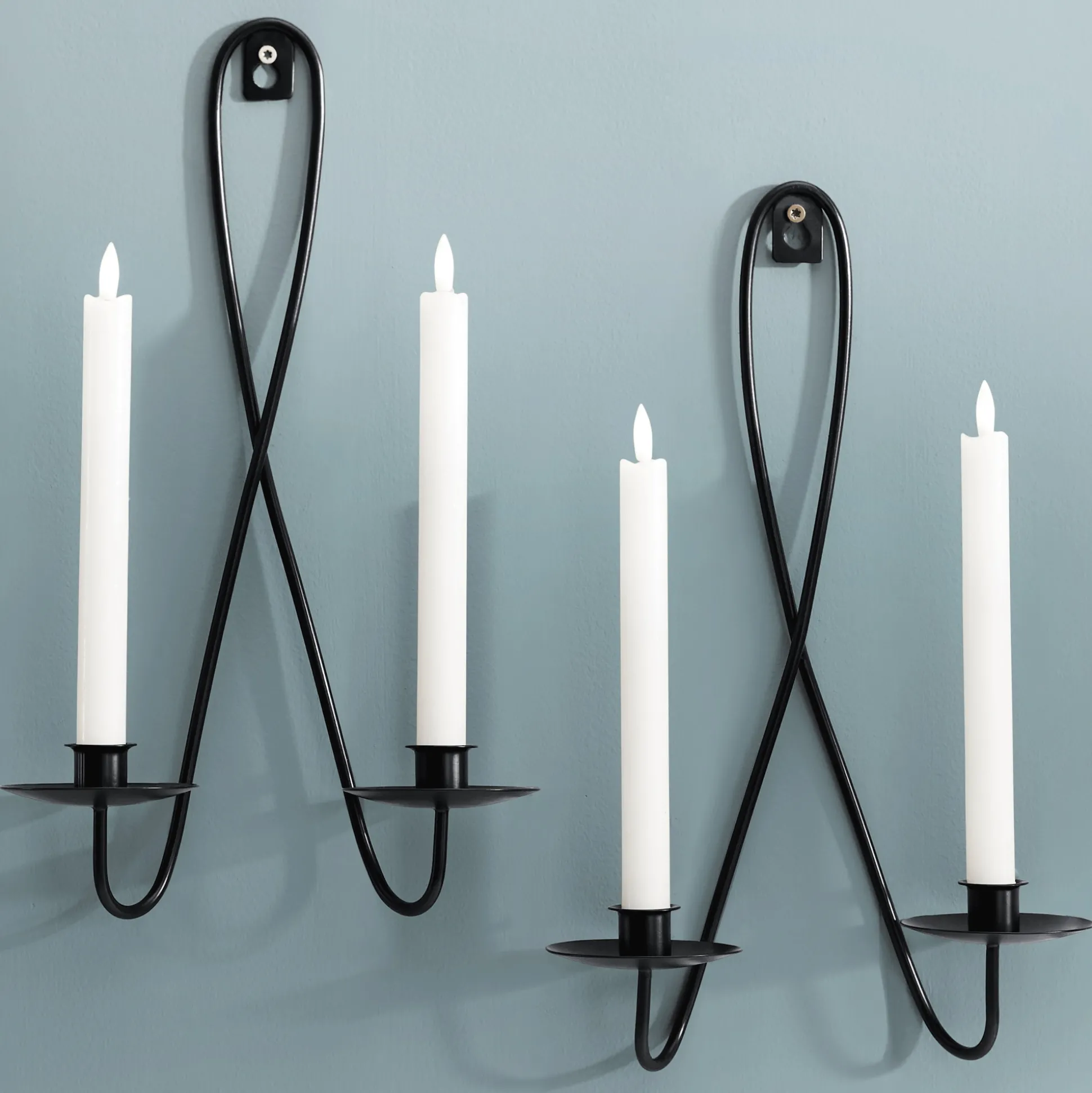 Set of 2 Double Taper Candle Sconces