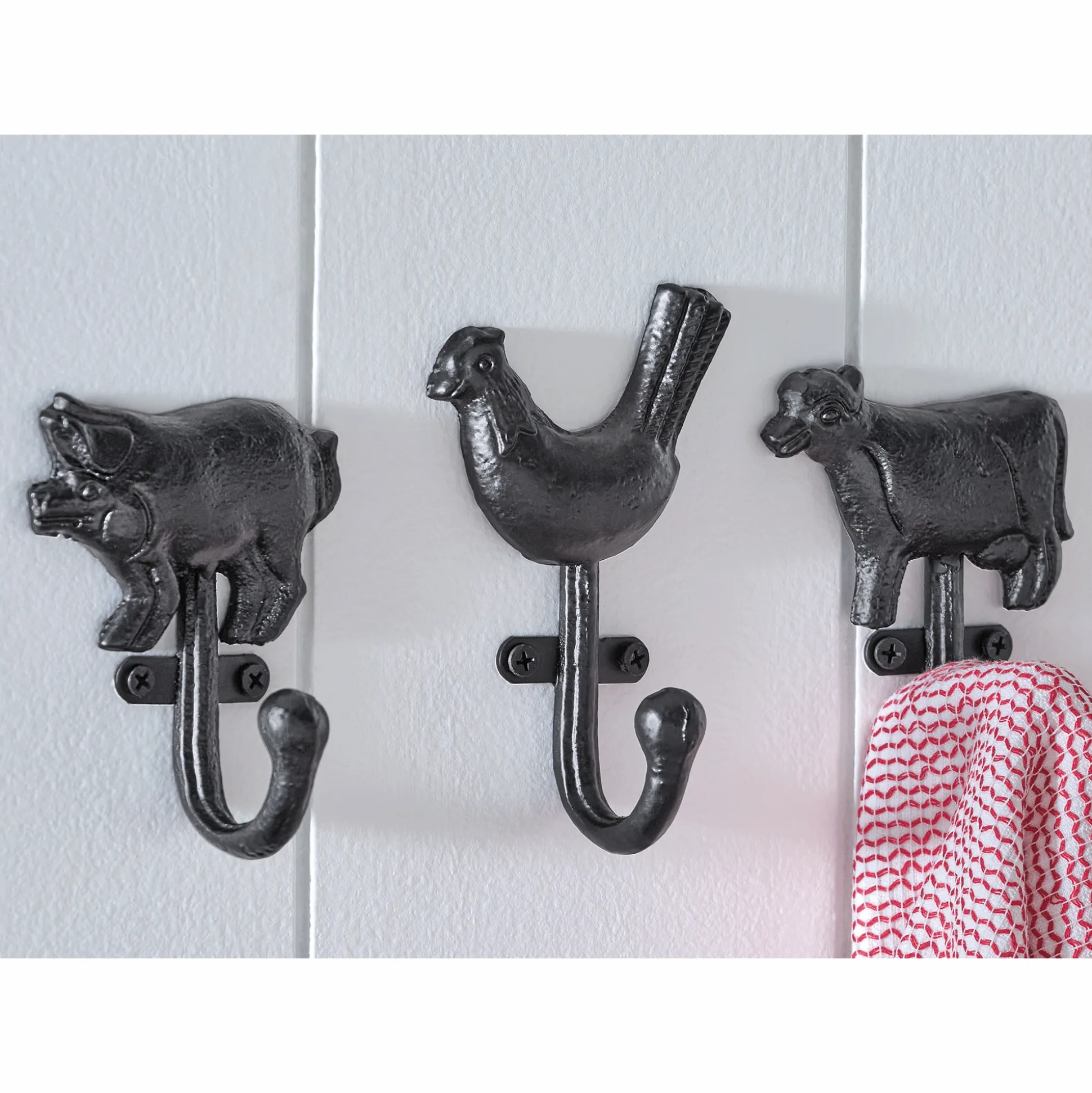 Set of 3 Farm Animal Wall Hooks