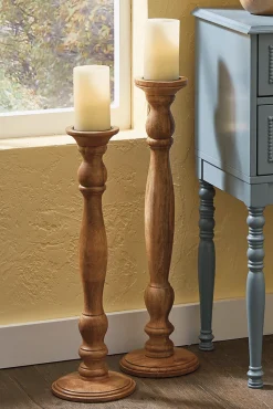 Set of 2 Farmhouse Floor Candleholders