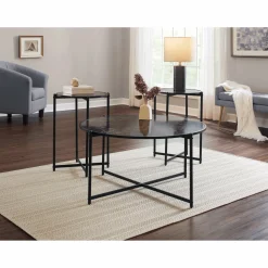Set of 3 Faux-Marble Tables