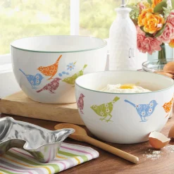 Set of 2 Floral Bird Mixing Bowls