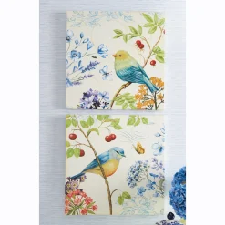 Set of 2 Floral Birds Wall Art