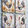 Set of 4 Floral Rooster Wall Art