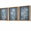 Set of 3 Florals on Blue Wall Art