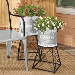 Set of 2 Galvanized Planters
