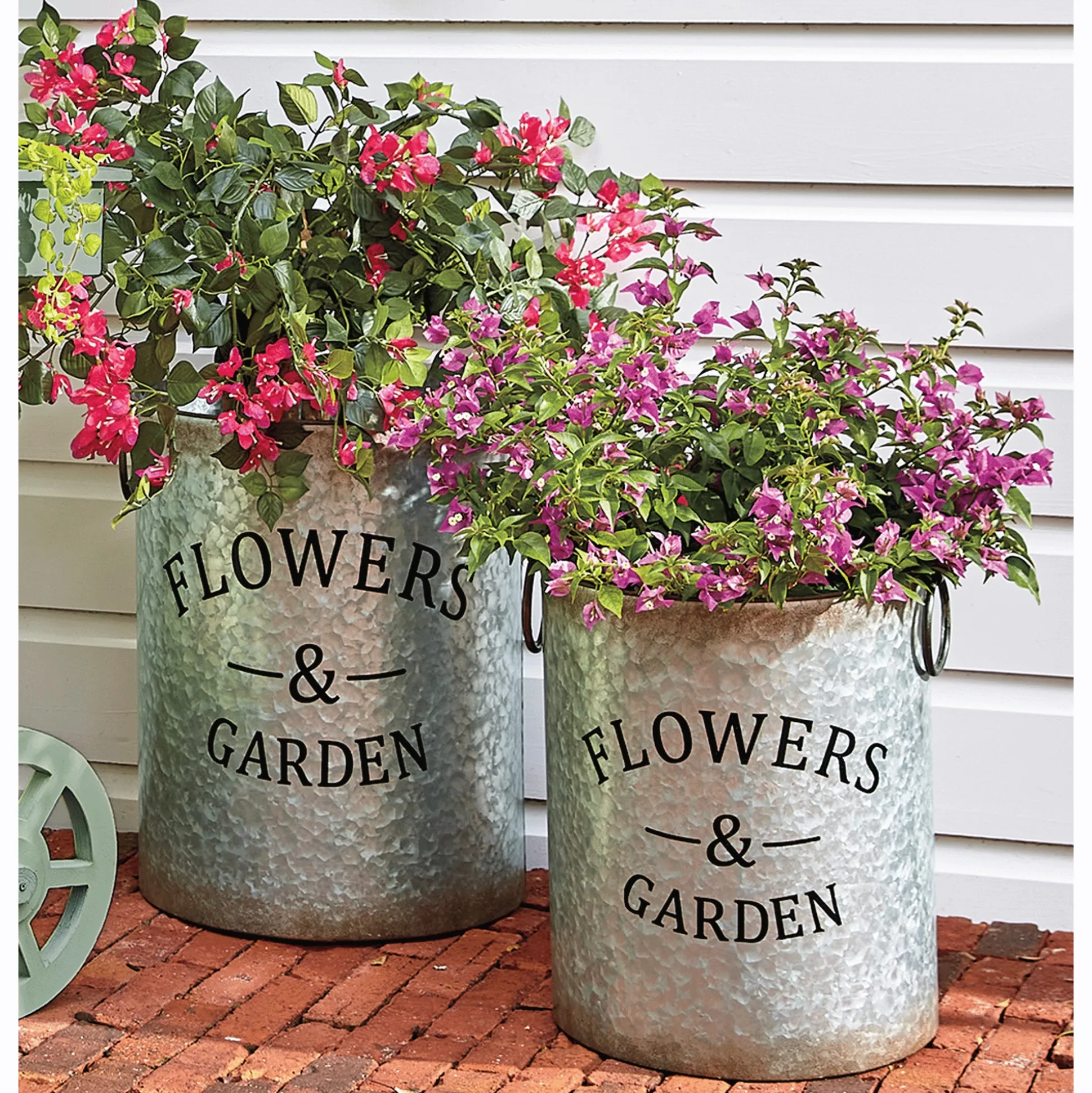 Set of 2 Galvanized Planters