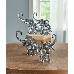 Set of 4 Glass Elephants