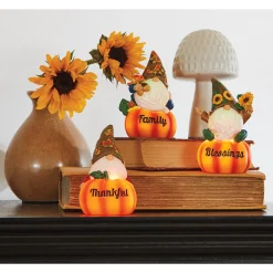 Set Of 3 Gnomes On Lit Pumpkins
