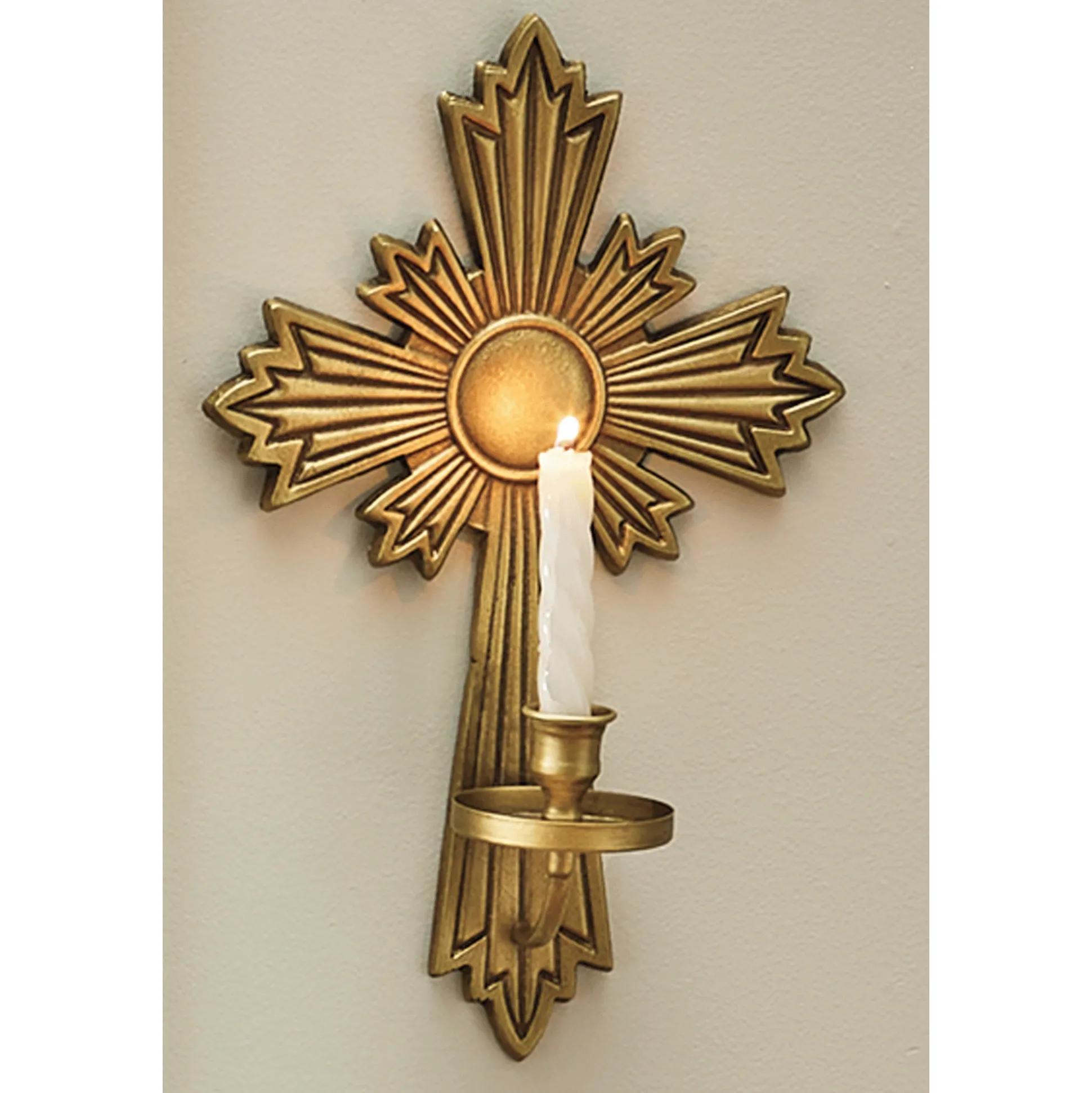 Set of 2 Golden Cross Taper Sconces