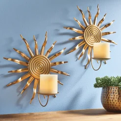Set of 2 Golden Sun Sconces