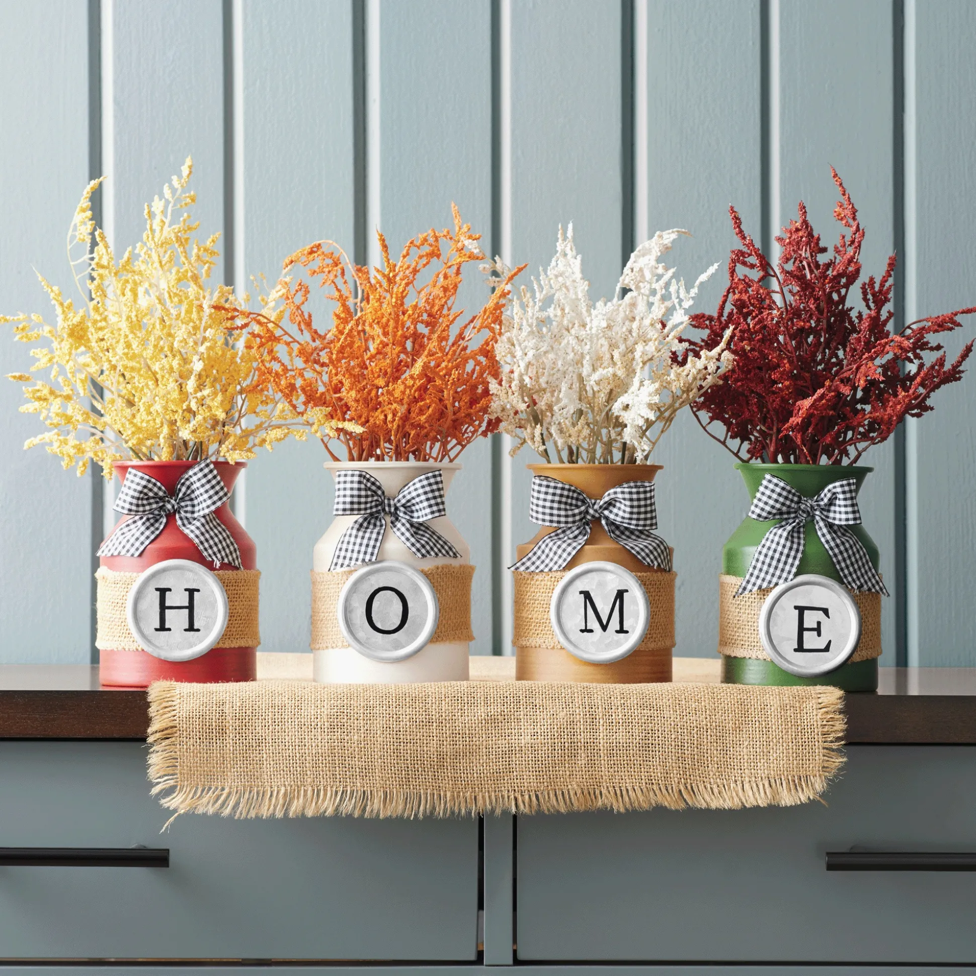 Set of 4 Harvest Home Milk Cans with Florals