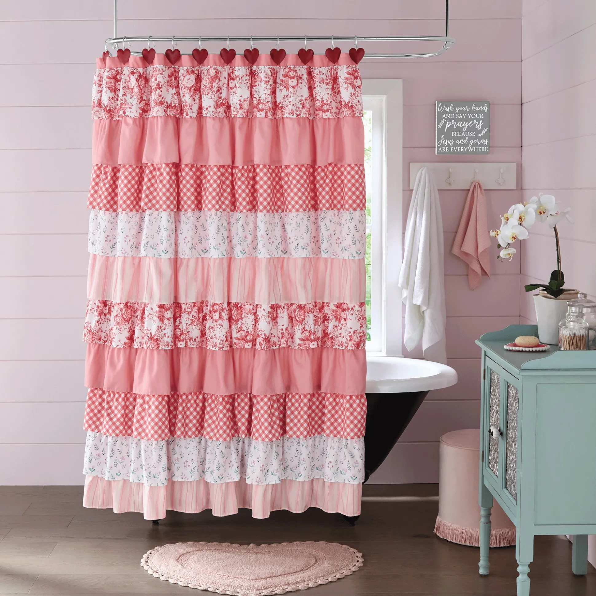 Set of 12 Heart Shower Curtain Hooks