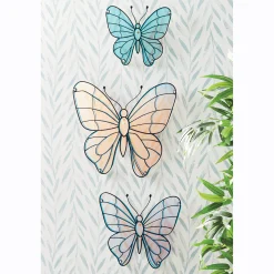 Set of 3 Iridescent Butterflies Wall Art