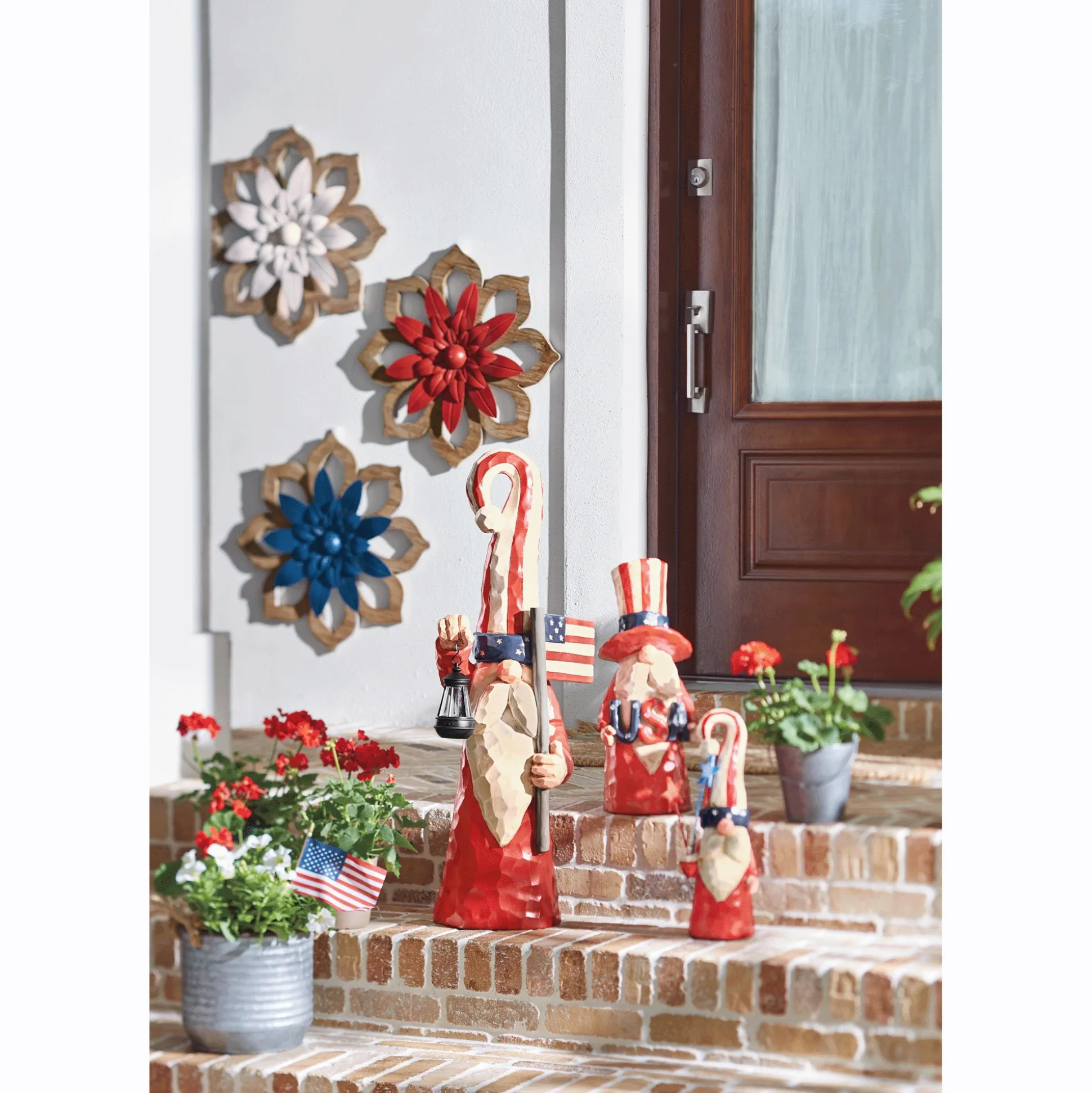 Set of 3 Large Lit Patriotic Gnomes