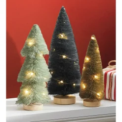 Set of 3 Lit Bottlebrush Trees