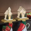 Set of 2 Lit Christmas Village Stocking Holders