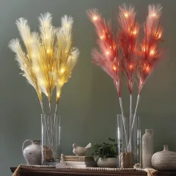Set of 3 Lit Faux Pampas Grass