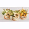 Set of 3 Lit Harvest Pumpkins with Sunflowers
