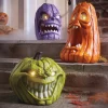 Set of 3 Lit Haunted Pumpkin Heads