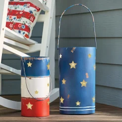 Set of 2 Lit Rustic Americana Buckets