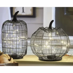 Set of 2 Lit Wire Pumpkins
