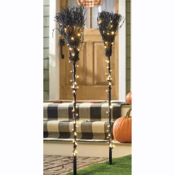Set of 2 Lit Witch’s Broom Stakes