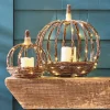 Set of 2 Lit Woven Pumpkins